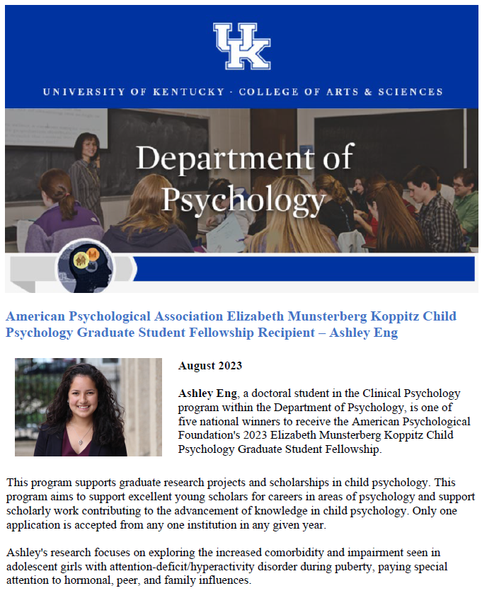 Psychology Department News