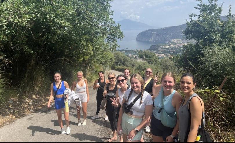 Students and Faculty on a hike while on a study abroad course to Greece